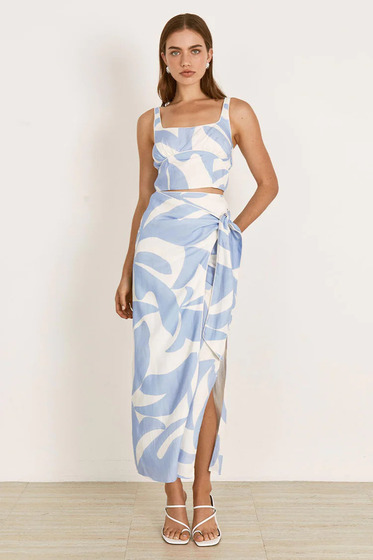 Surreal Wrap Skirt BLUE & WHITE Mon Renn-MØN RENN-Frolic Girls