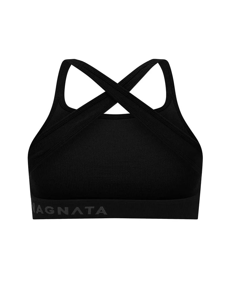 Nagnata Cross Back Wool Bralet in Black