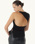 Third Form Stirling Twist Asymmetric Bodice Top in Black