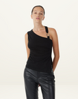 Third Form Stirling Twist Asymmetric Bodice Top in Black