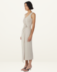 Third Form Stirling Twist Cross Over Midi Dress in Oyster Grey