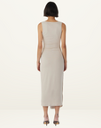 Third Form Stirling Twist Cross Over Midi Dress in Oyster Grey