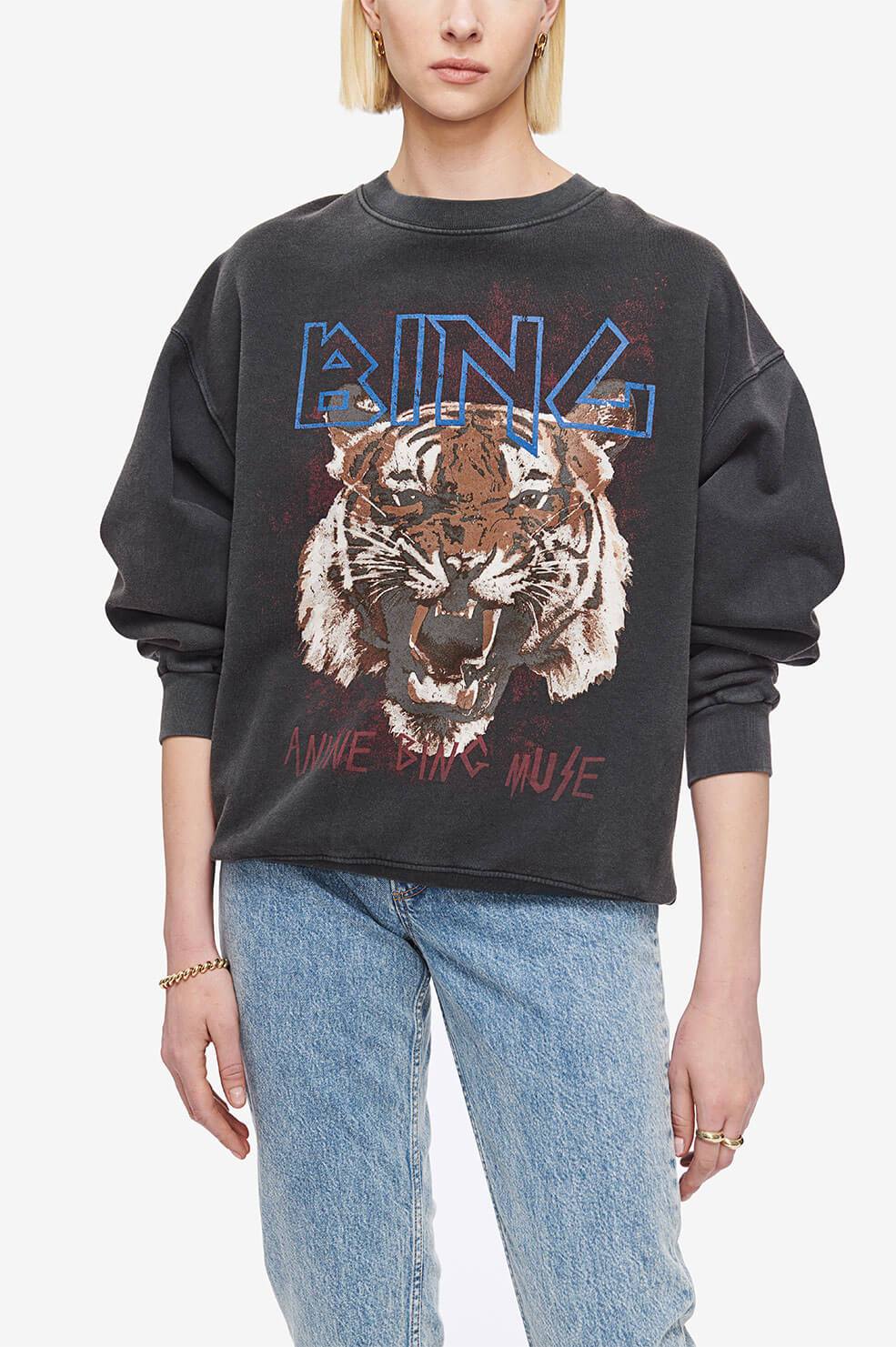 Tiger Sweatshirt WASHED BLACK Anine Bing-Anine Bing-Frolic Girls