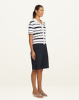 Viktoria & Woods Accordion Shirt in Navy Ivory Stripe