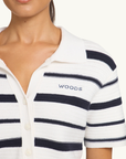 Viktoria & Woods Accordion Shirt in Navy Ivory Stripe