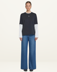 Viktoria & Woods Long Sleeve Top in Black/ White