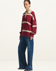 Viktoria & Woods Rival Polo Knit in Scarlet Stripe