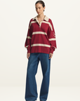 Viktoria & Woods Rival Polo Knit in Scarlet Stripe