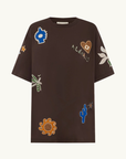 Alemais Sirocco Embroidered Tee in Chocolate