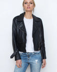 Adelle Boyfriend Leather Jacket BLACK White Suede-Demkiw-Frolic Girls