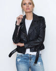 Adelle Boyfriend Leather Jacket BLACK White Suede-Demkiw-Frolic Girls