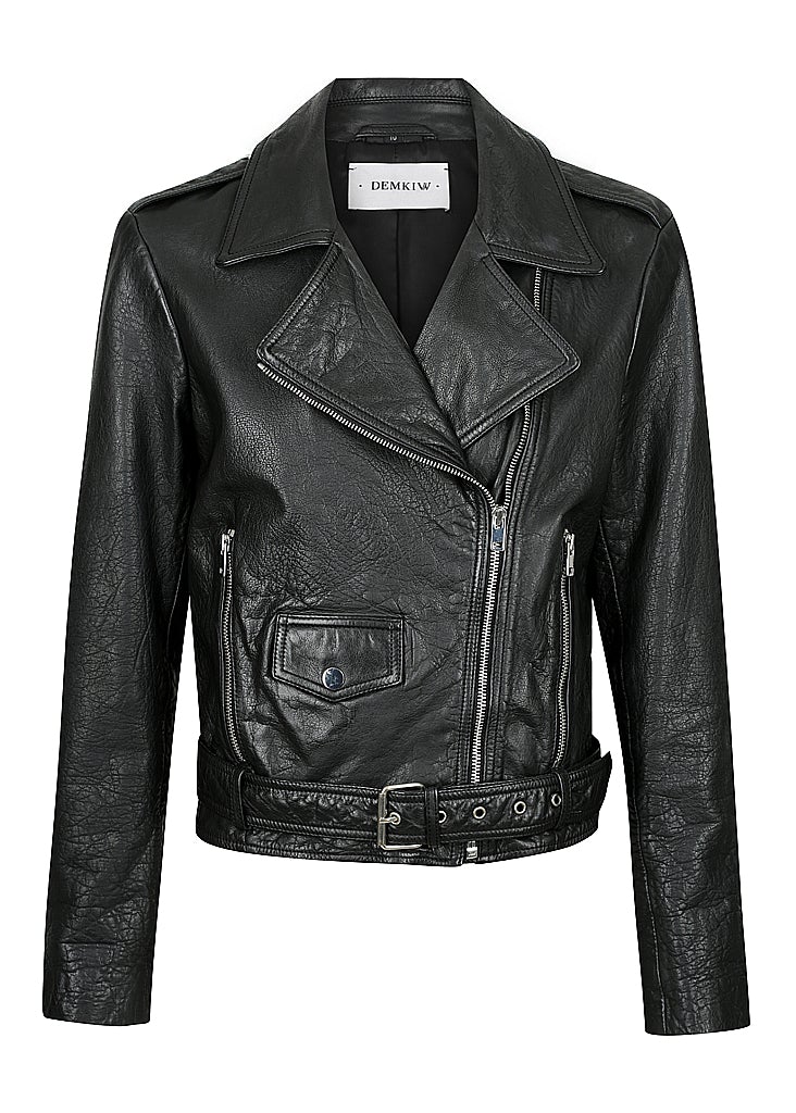 Adelle Boyfriend Leather Jacket BLACK White Suede-Demkiw-Frolic Girls