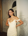 With Harper Lu Draped Gown in Lemon
