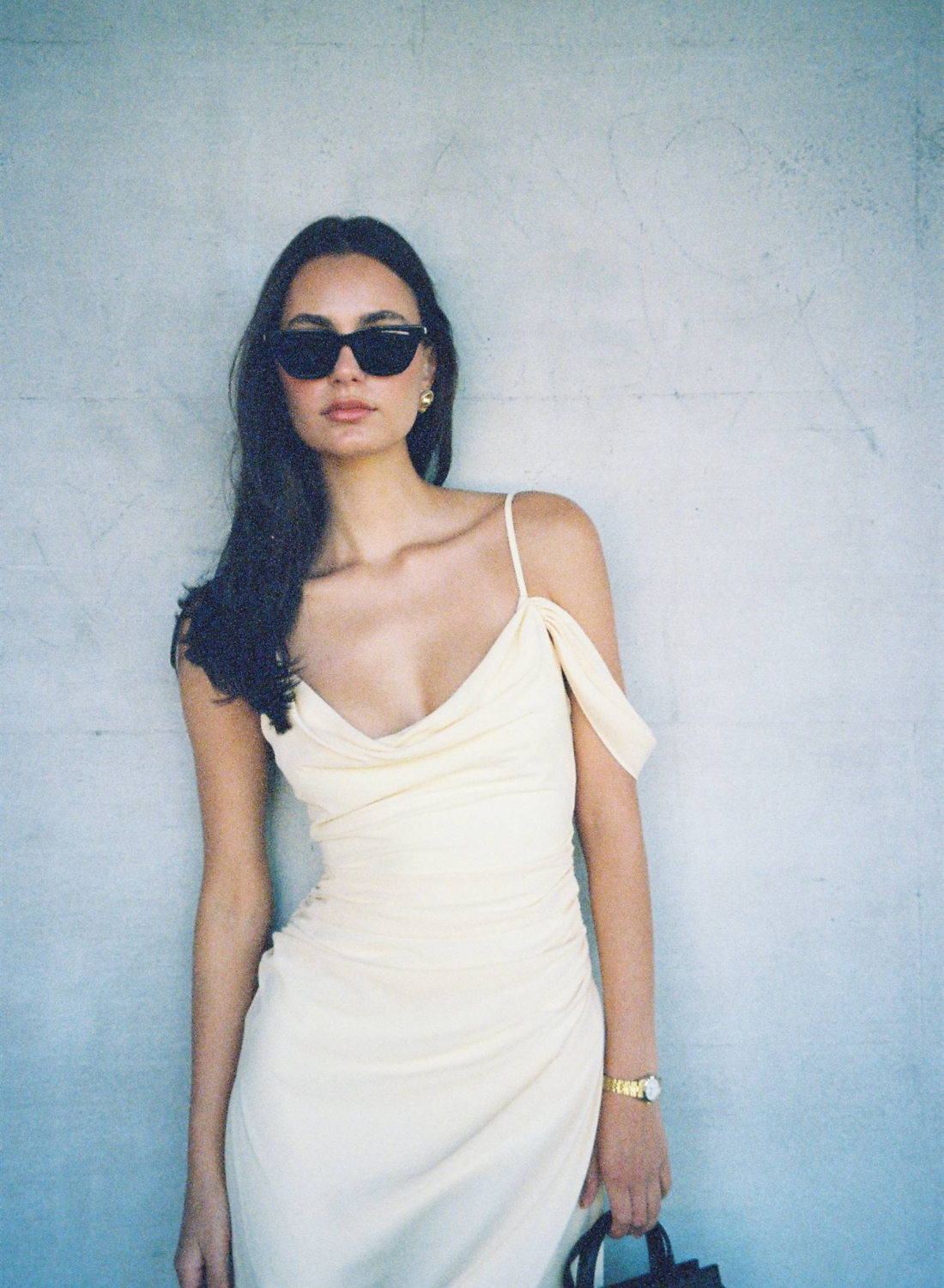 With Harper Lu Draped Gown in Lemon