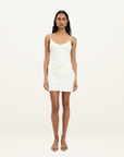 With Harper Lu Georgette Draped Mini Dress in White