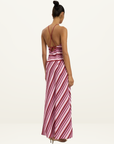 With Harper Lu Halter Maxi Dress in Magenta Stripe