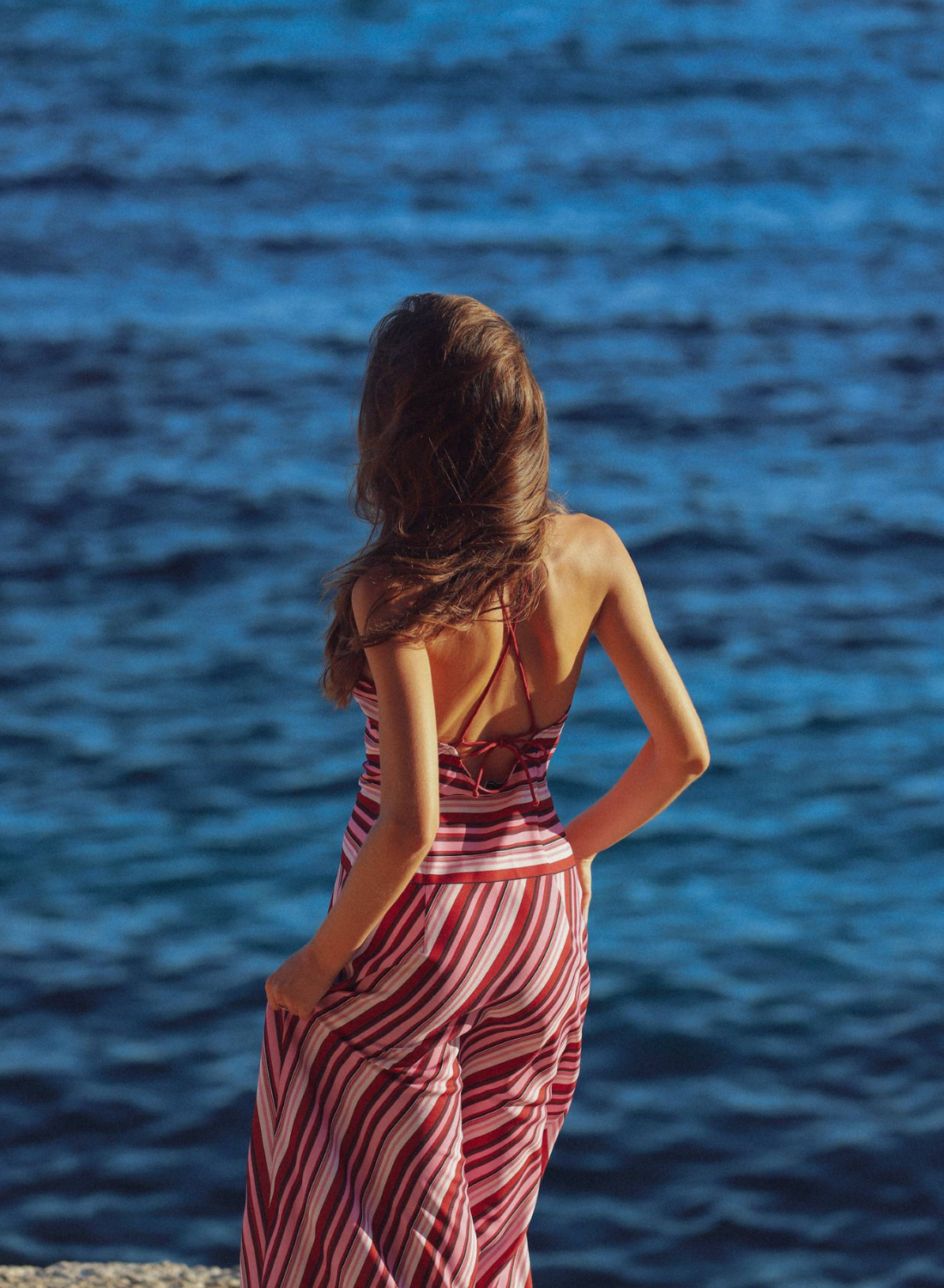 With Harper Lu Halter Maxi Dress in Magenta Stripe // COMING SOON