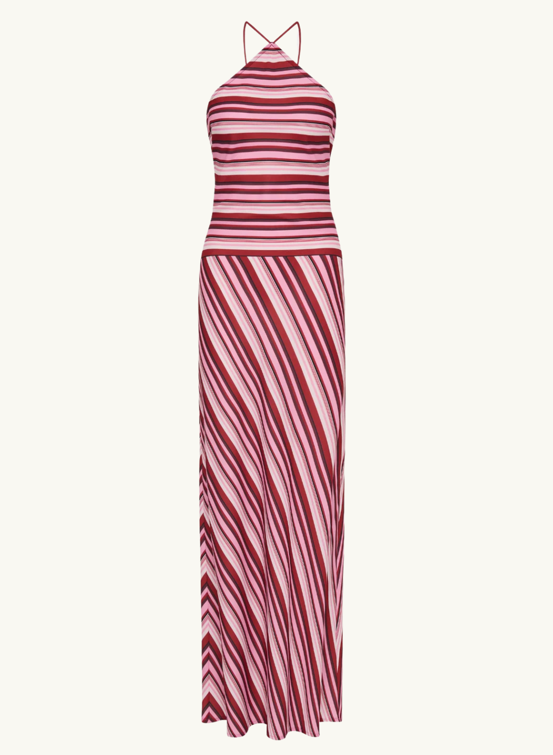 With Harper Lu Halter Maxi Dress in Magenta Stripe // COMING SOON
