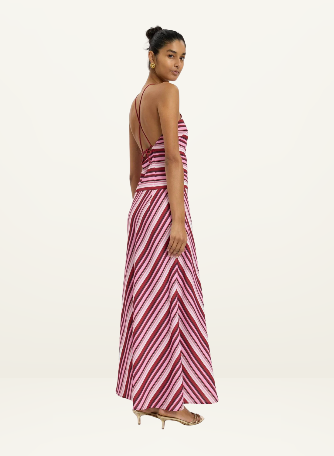 With Harper Lu Halter Maxi Dress in Magenta Stripe // COMING SOON