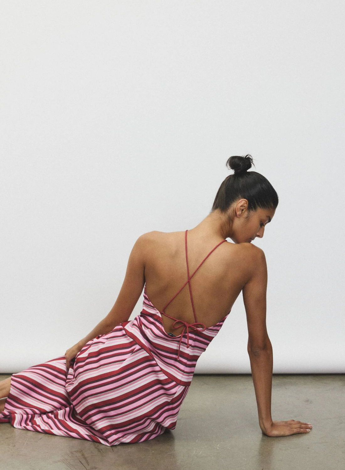 With Harper Lu Halter Maxi Dress in Magenta Stripe // COMING SOON