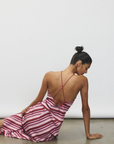 With Harper Lu Halter Maxi Dress in Magenta Stripe // COMING SOON