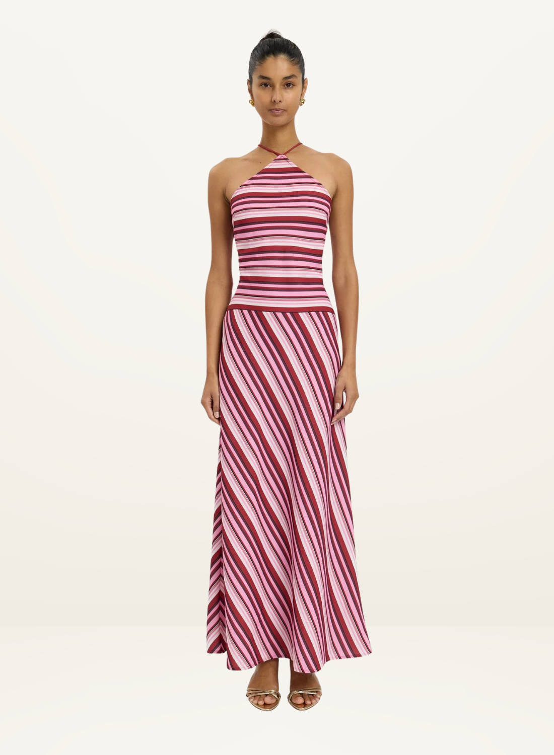 With Harper Lu Halter Maxi Dress in Magenta Stripe // COMING SOON