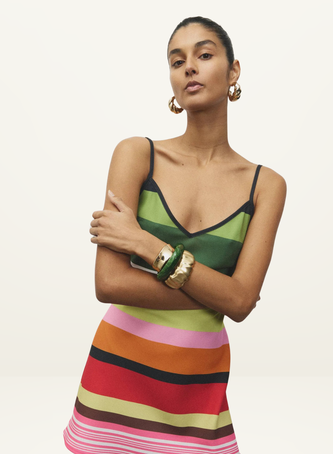 With Harper Lu Stripe Bias Mini Dress in Emerald Stripe // COMING SOON