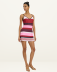 With Harper Lu Stripe Bias Mini Dress in Fucshia Stripe // COMING SOON