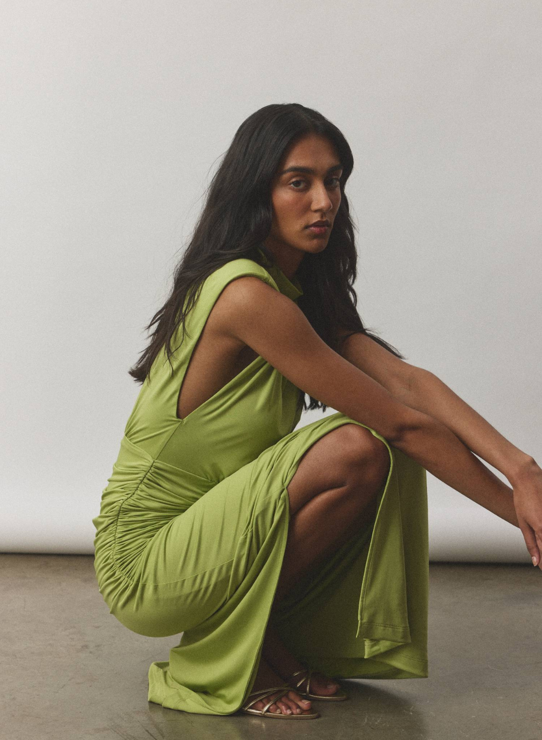 With Harper Lu Structured Shoulder Gown in Emerald