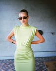 With Harper Lu Structured Shoulder Gown in Emerald