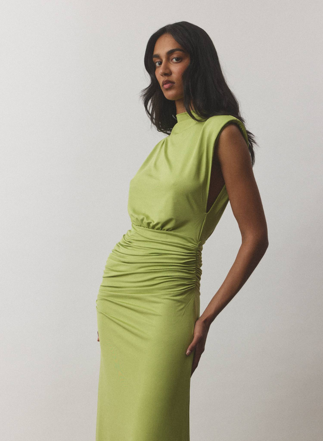 With Harper Lu Structured Shoulder Gown in Emerald
