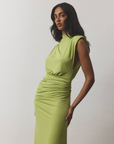 With Harper Lu Structured Shoulder Gown in Emerald
