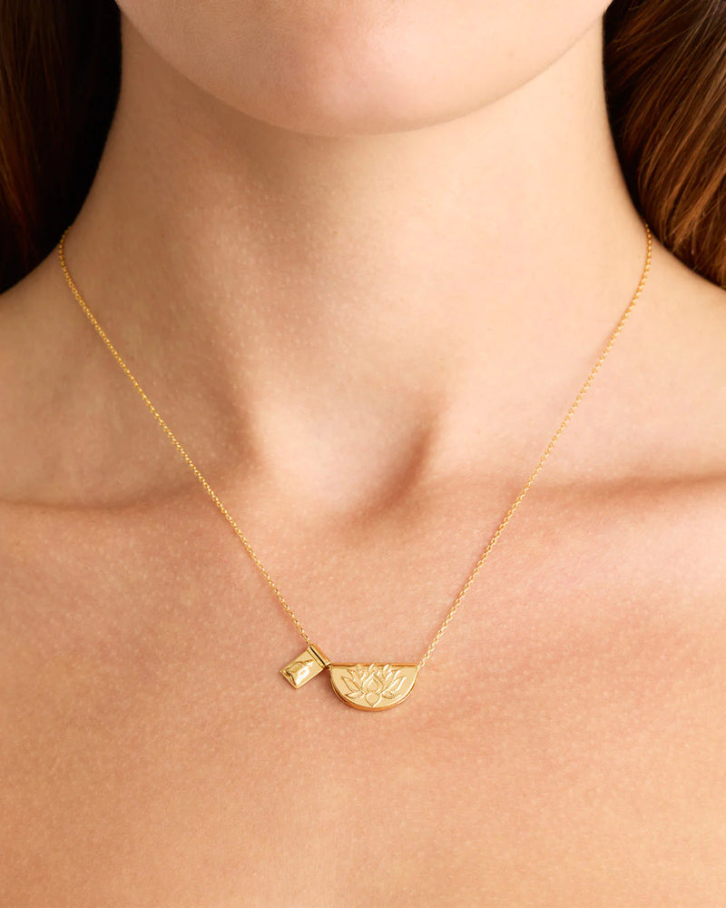 Lotus and Little Buddha Necklace GOLD By Charlotte-By Charlotte-Frolic Girls