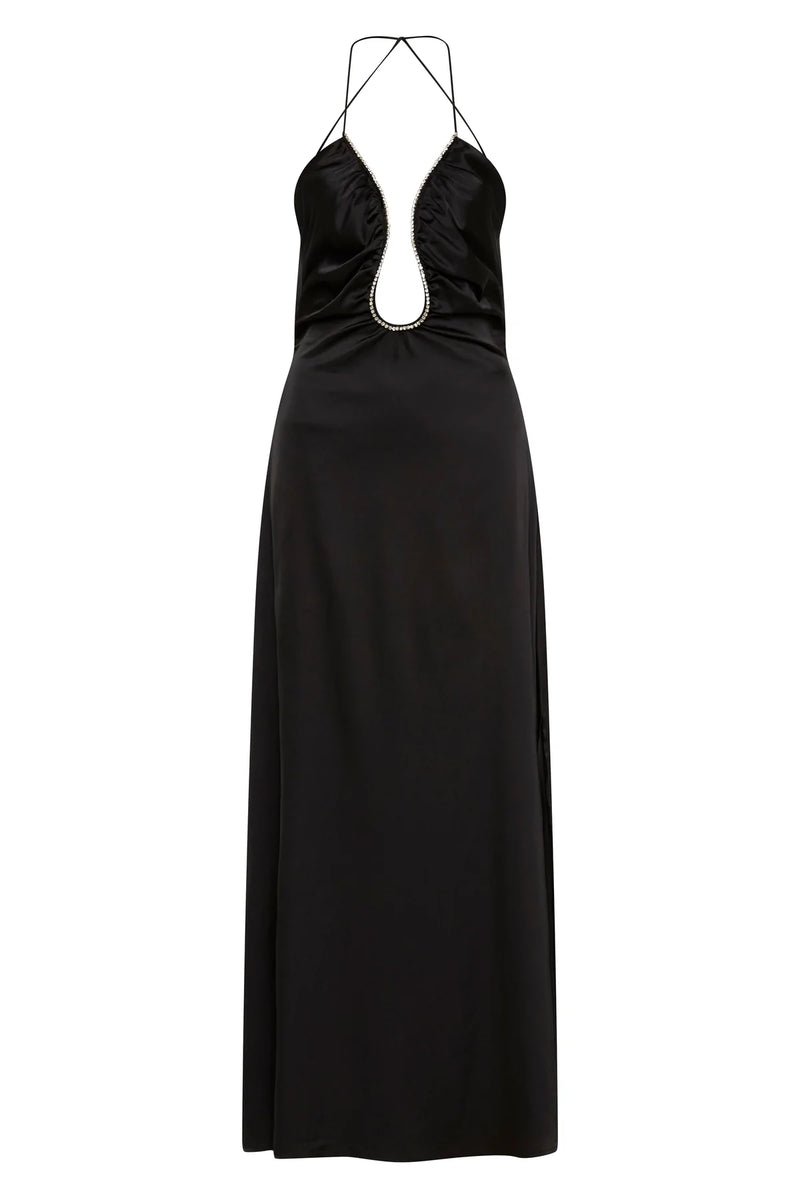 Satin Embellished Keyhole Dress BLACK Sonya-Sonya-Frolic Girls