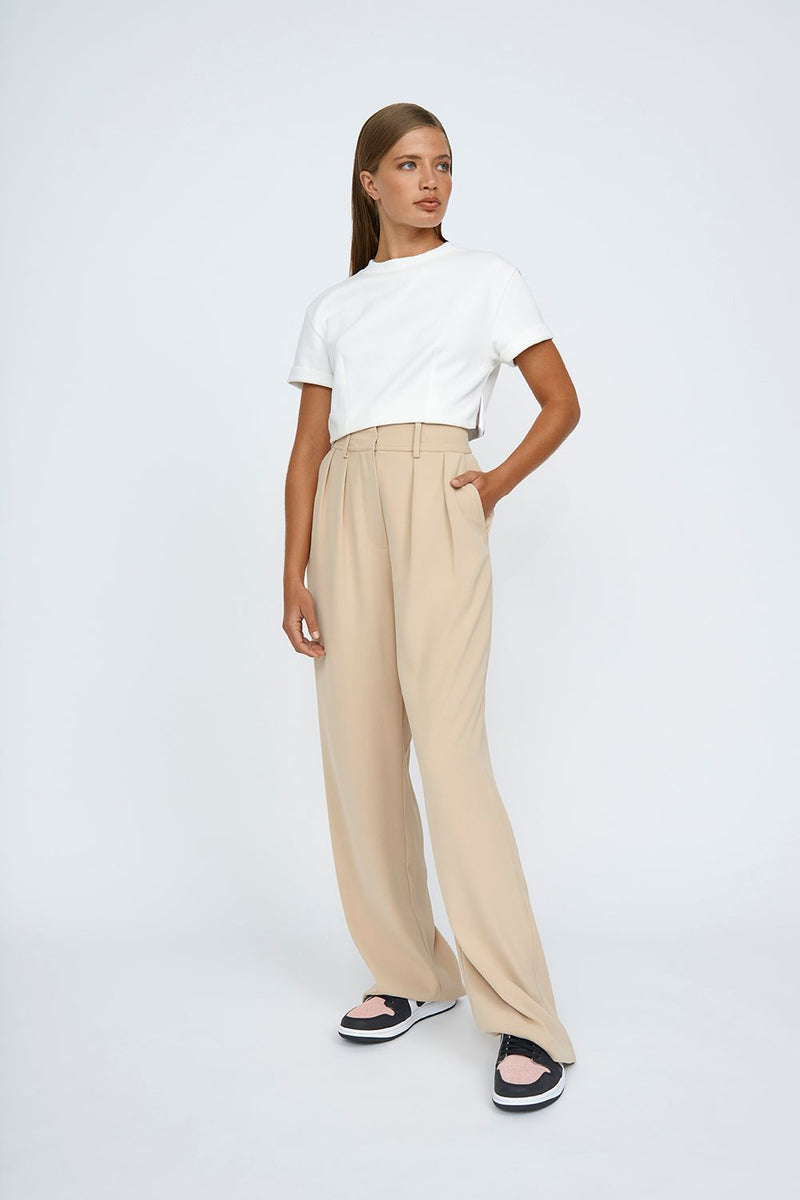Pleat Front Pant SAND By Johnny-By Johnny-Frolic Girls