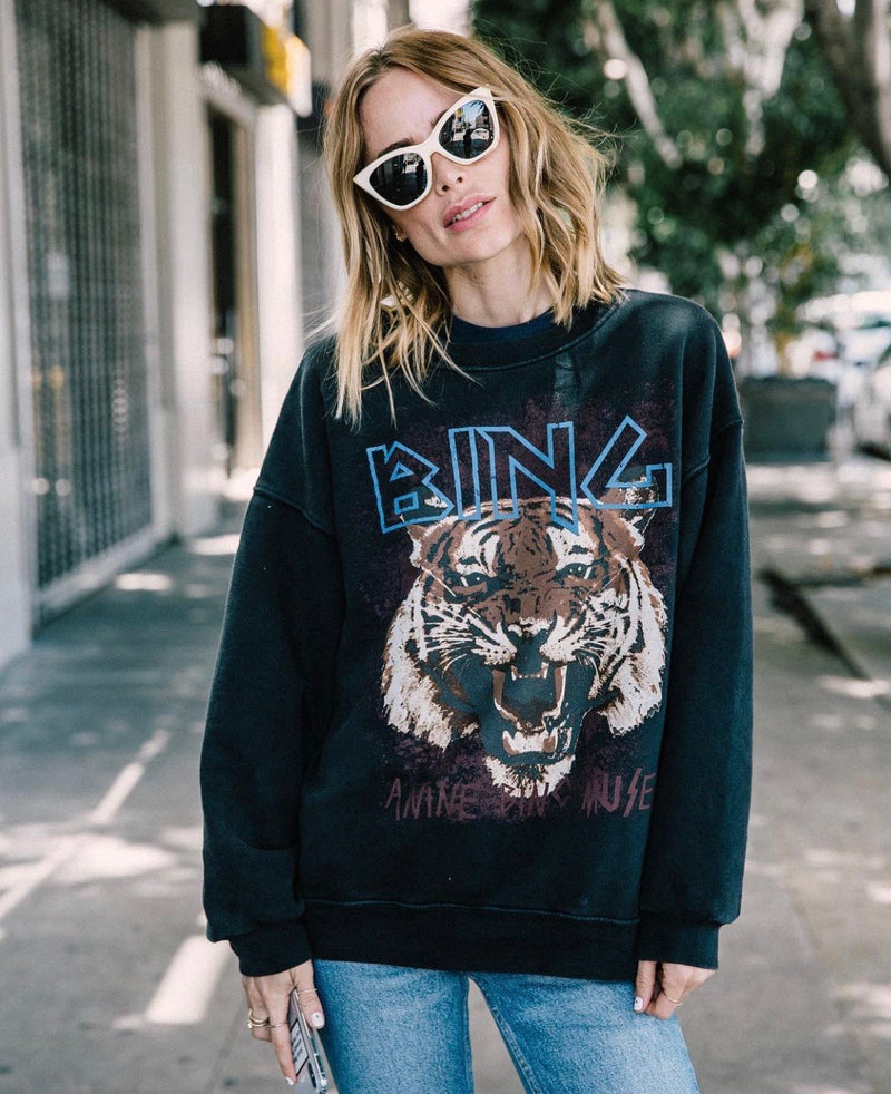 Tiger Sweatshirt WASHED BLACK-Anine Bing-Frolic Girls